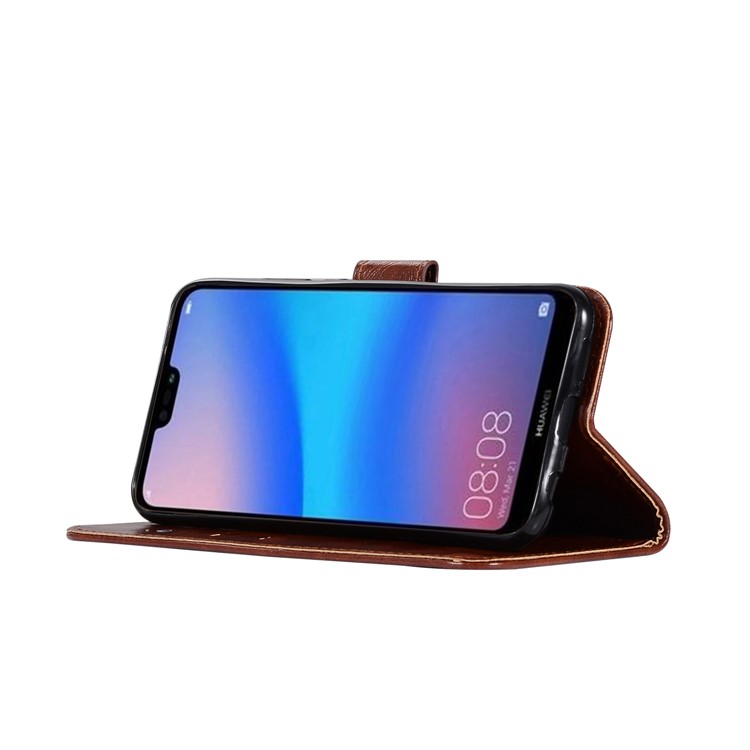 Premium Vintage PU Leather Wallet Cover Accessory for Huawei P20 Lite / Nova 3e - Coffee-5