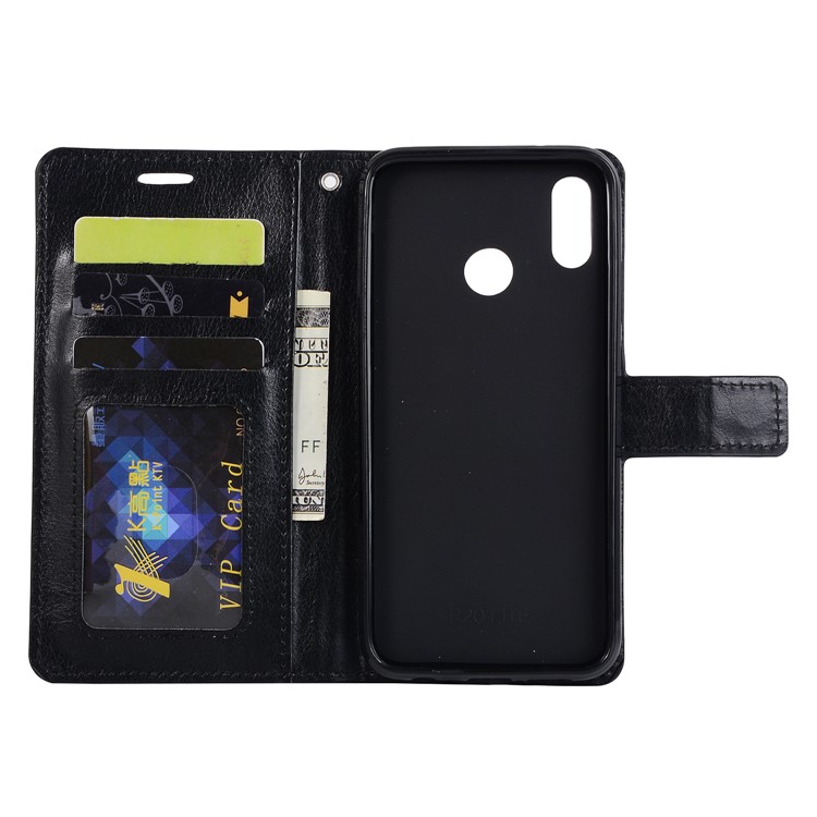 Crazy Horse Magnetic Stand Wallet Leather Mobile Phone Casing for Huawei P20 Lite / Nova 3e - Black-4