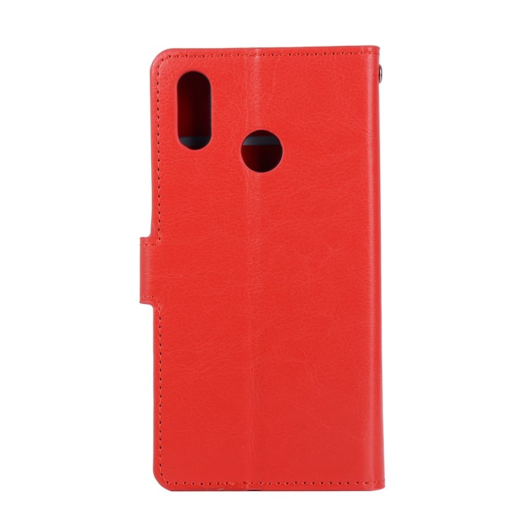 Crazy Horse Magnetic Stand Wallet Leather Mobile Phone Cover for Huawei P20 Lite / Nova 3e - Red-2