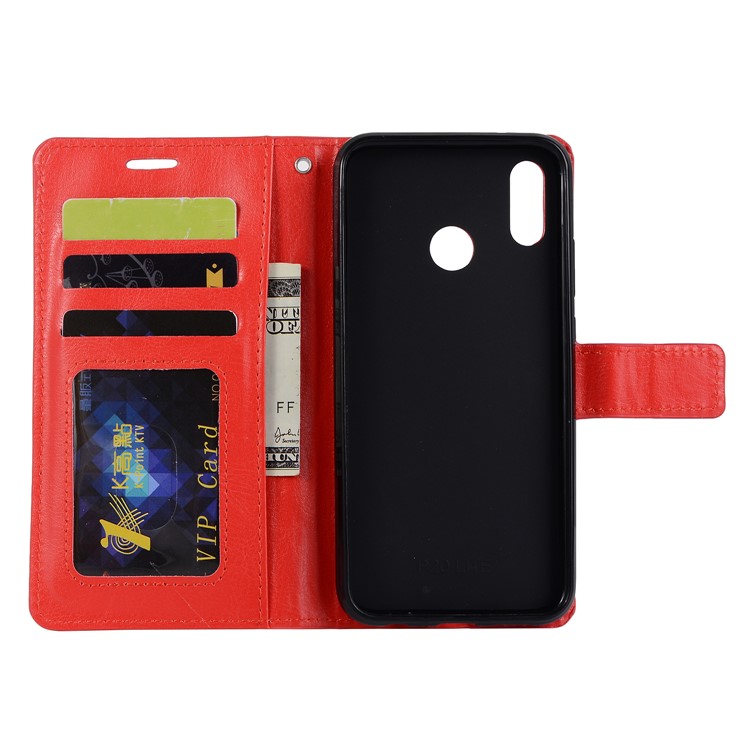 Crazy Horse Magnetic Stand Wallet Leather Mobile Phone Cover for Huawei P20 Lite / Nova 3e - Red-3