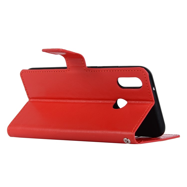 Crazy Horse Magnetic Stand Wallet Leather Mobile Phone Cover for Huawei P20 Lite / Nova 3e - Red-4