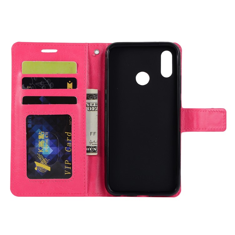 Crazy Horse Magnetic Stand Wallet Leather Mobile Phone Cover Shell for Huawei P20 Lite / Nova 3e - Rose-3