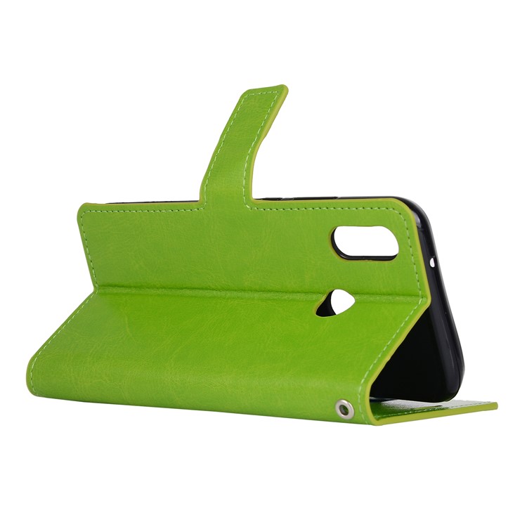 Crazy Horse Magnetic Stand Wallet Leather Mobile Phone Casing Cover for Huawei P20 Lite / Nova 3e - Green-4