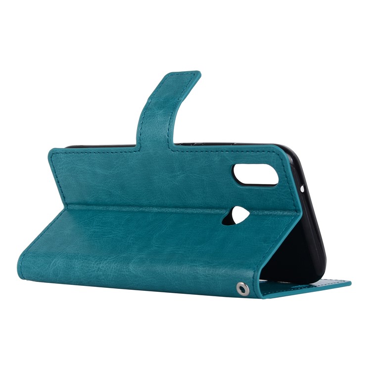 Crazy Horse Magnetic Stand Wallet Leather Mobile Phone Case Cover for Huawei P20 Lite / Nova 3e - Blue-4
