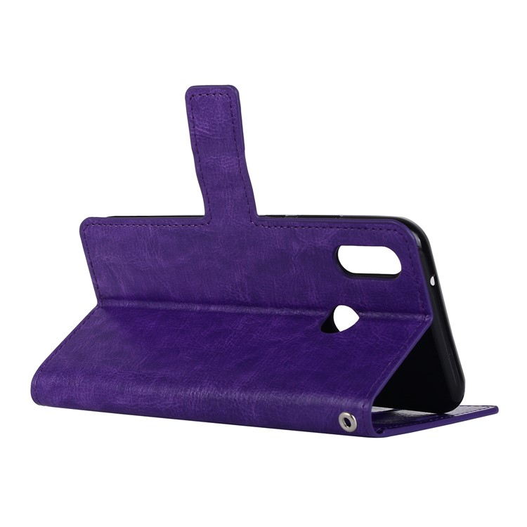Crazy Horse Magnetic Stand Wallet Leather Phone Shell for Huawei P20 Lite / Nova 3e - Purple-4
