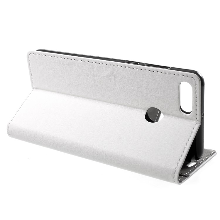PU Leather Folio Flip Wallet Stand Mobile Case for Huawei Y9 (2018) / Enjoy 8 Plus - White-4