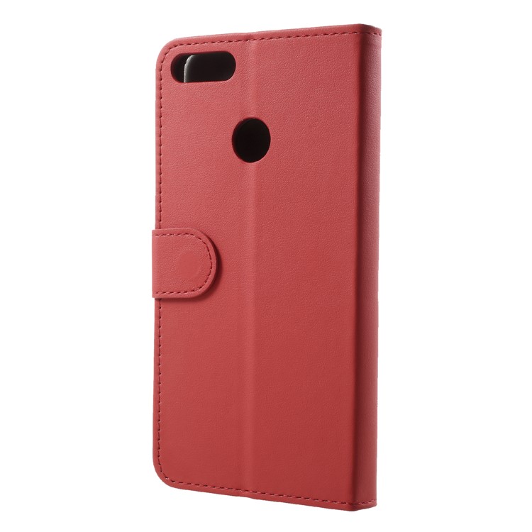 PU Leather Folio Flip Wallet Stand Cover for Huawei Y9 (2018) / Enjoy 8 Plus - Red-2