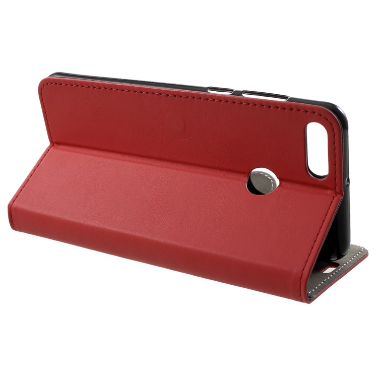 PU Leather Folio Flip Wallet Stand Cover for Huawei Y9 (2018) / Enjoy 8 Plus - Red-4
