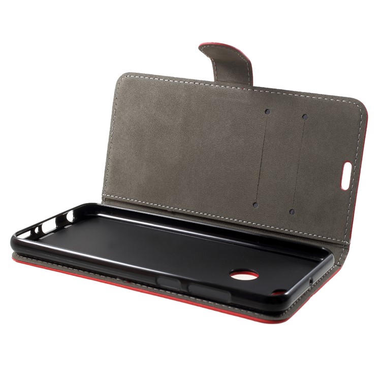 PU Leather Folio Flip Wallet Stand Cover for Huawei Y9 (2018) / Enjoy 8 Plus - Red-5