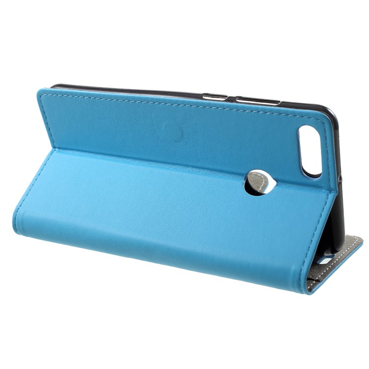 PU Leather Folio Flip Wallet Stand Flip Case for Huawei Y9 (2018) / Enjoy 8 Plus - Blue-4