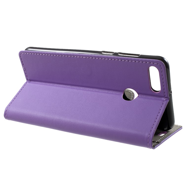 PU Leather Folio Flip Wallet Stand Phone Casing for Huawei Y9 (2018) / Enjoy 8 Plus - Purple-4