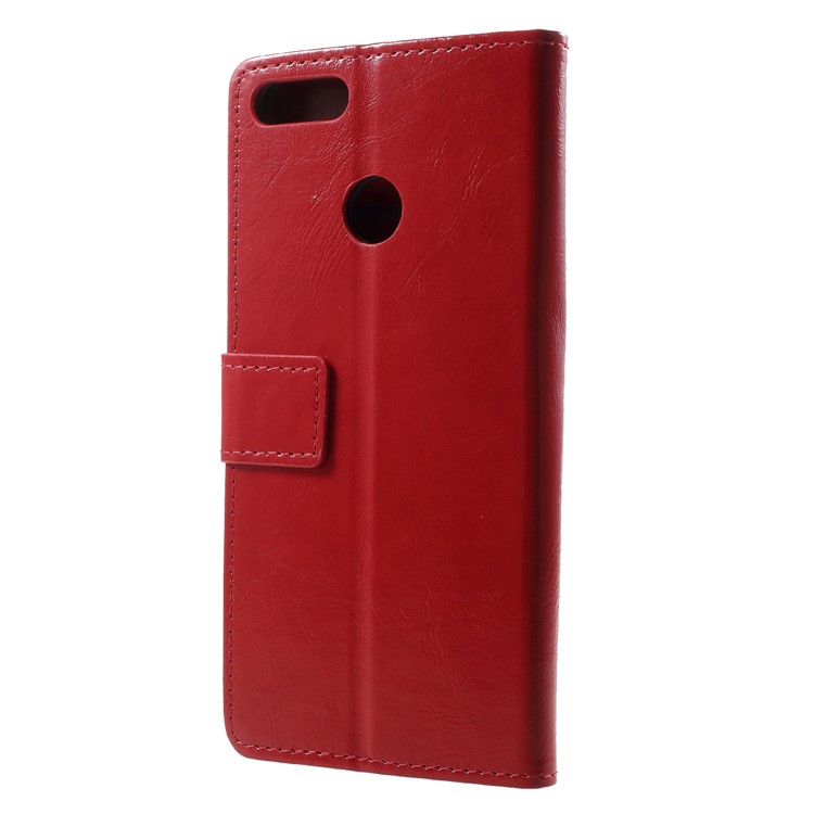 Crazy Horse PU Leather Wallet Case for Huawei Y9 (2018)/Enjoy 8 Plus - Red-2