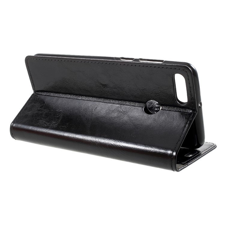 Crazy Horse PU Leather Wallet Cover for Huawei Y9 (2018)/Enjoy 8 Plus - Black-4