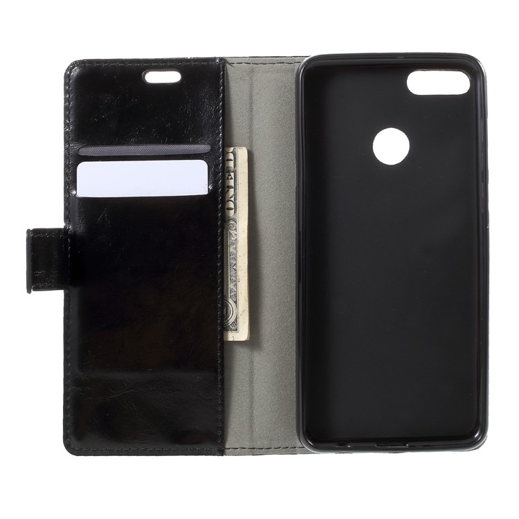 Crazy Horse PU Leather Wallet Cover for Huawei Y9 (2018)/Enjoy 8 Plus - Black-5