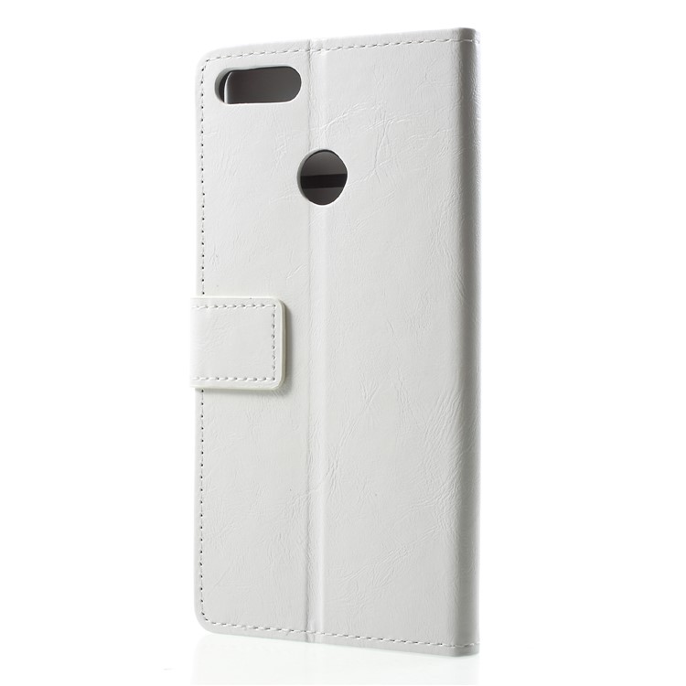 Crazy Horse PU Leather Wallet Mobile Casing for Huawei Y9 (2018)/Enjoy 8 Plus - White-2