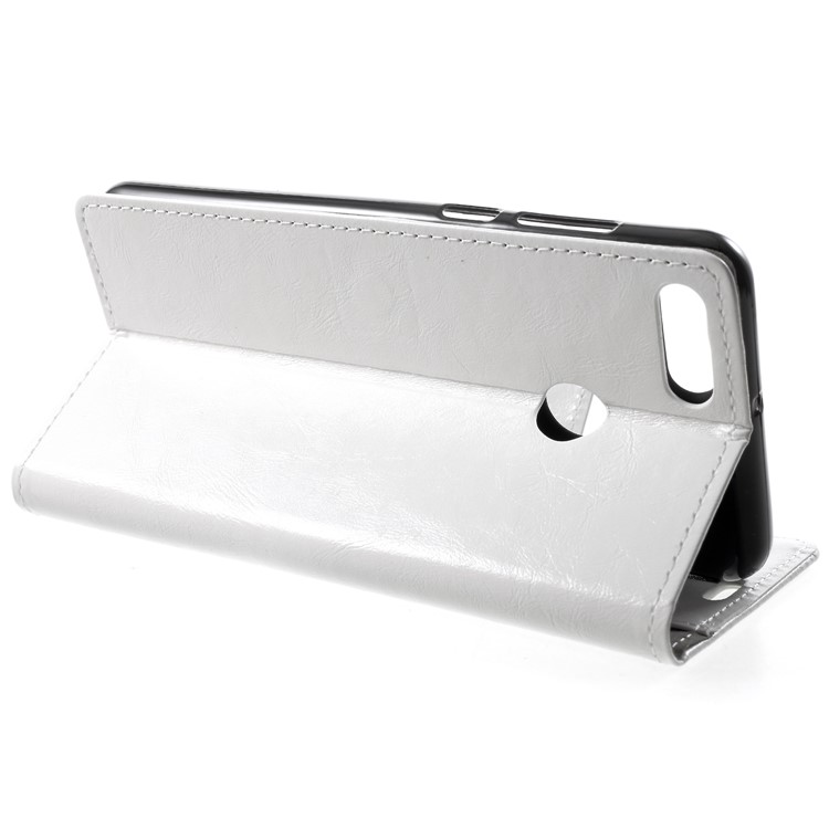 Crazy Horse PU Leather Wallet Mobile Casing for Huawei Y9 (2018)/Enjoy 8 Plus - White-4