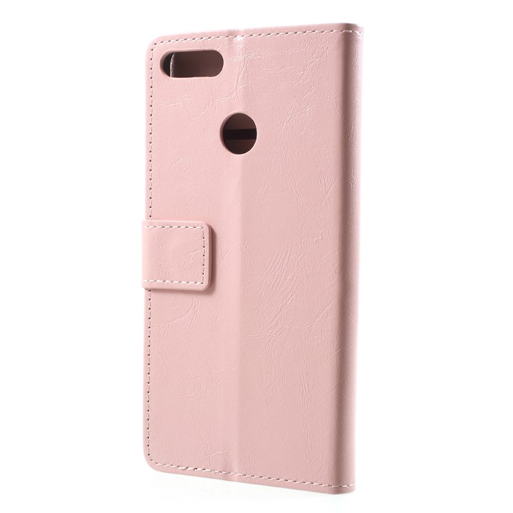 Crazy Horse PU Leather Wallet Phone Shell for Huawei Y9 (2018)/Enjoy 8 Plus - Pink-2