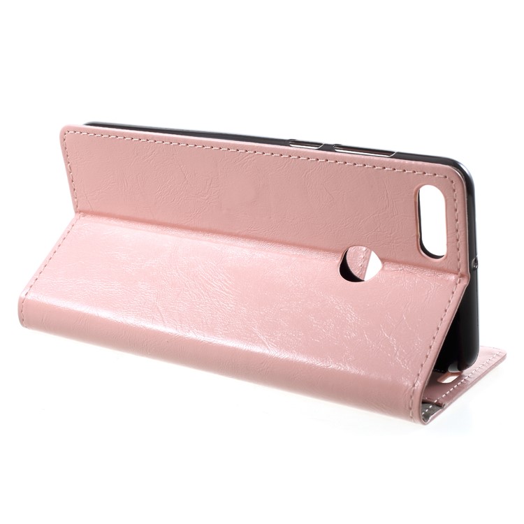 Crazy Horse PU Leather Wallet Phone Shell for Huawei Y9 (2018)/Enjoy 8 Plus - Pink-4
