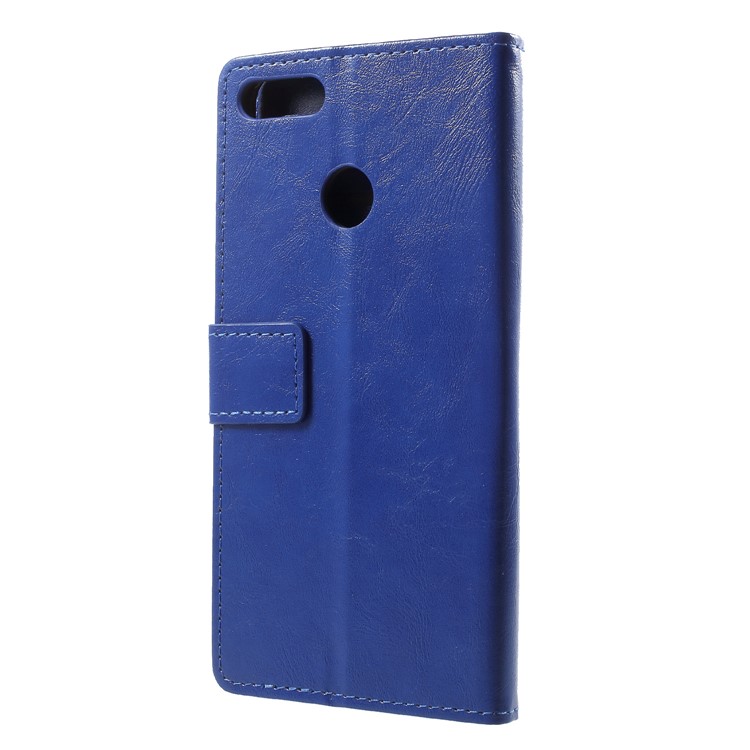 Crazy Horse PU Leather Wallet Protective Case for Huawei Y9 (2018)/Enjoy 8 Plus - Blue-2