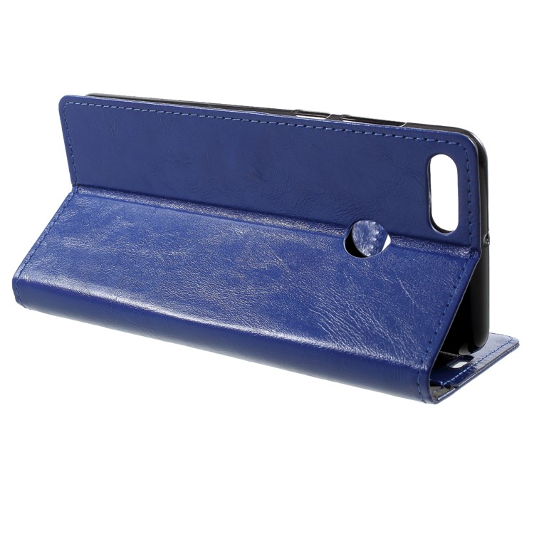 Crazy Horse PU Leather Wallet Protective Case for Huawei Y9 (2018)/Enjoy 8 Plus - Blue-4
