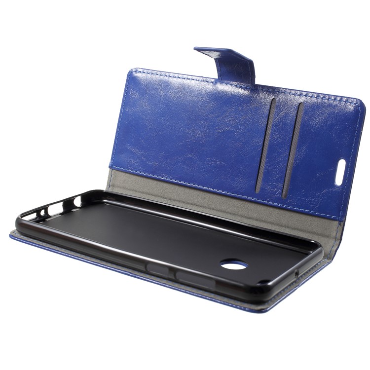 Crazy Horse PU Leather Wallet Protective Case for Huawei Y9 (2018)/Enjoy 8 Plus - Blue-5