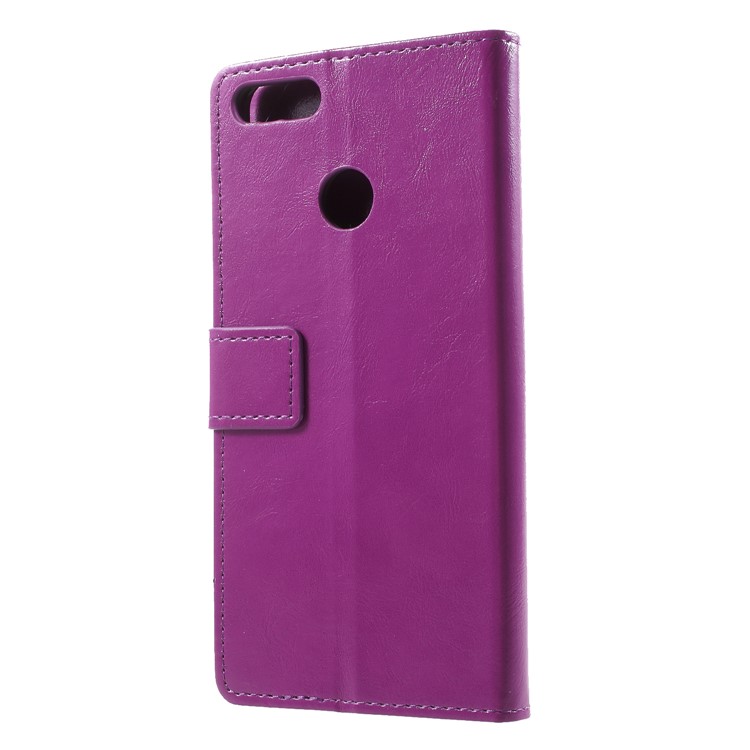 Crazy Horse PU Leather Wallet Cell Phone Cover for Huawei Y9 (2018)/Enjoy 8 Plus - Purple-2