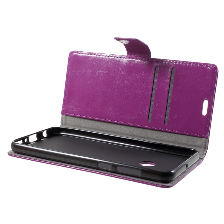 Crazy Horse PU Leather Wallet Cell Phone Cover for Huawei Y9 (2018)/Enjoy 8 Plus - Purple-5