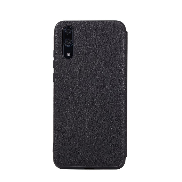 Litchi Skin Leather Stand Phone Case with Card Slot for Huawei P20 - Black-5