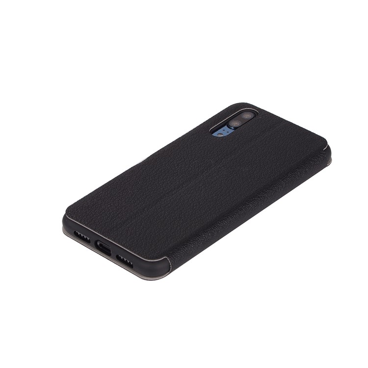 Litchi Skin Leather Stand Phone Case with Card Slot for Huawei P20 - Black-8