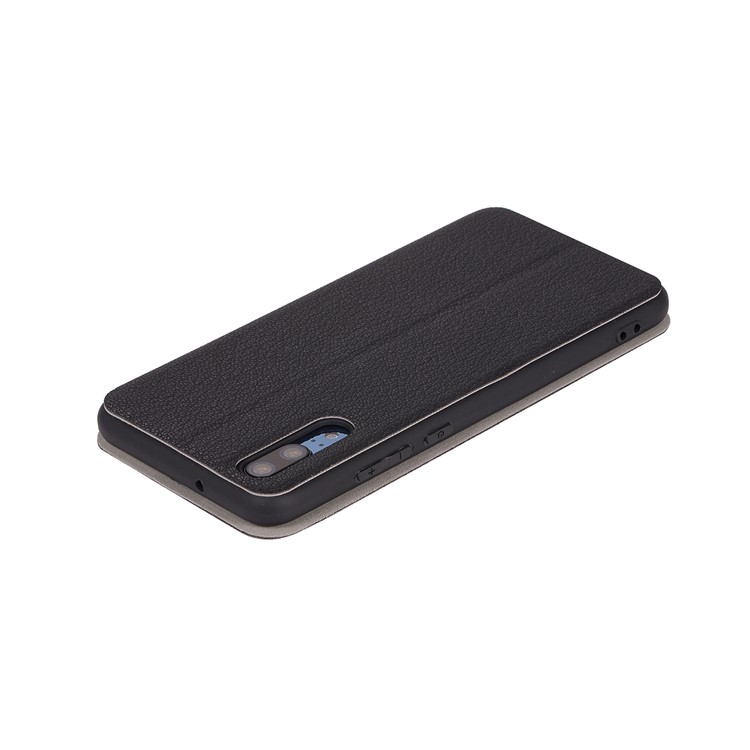 Litchi Skin Leather Stand Phone Case with Card Slot for Huawei P20 - Black-9