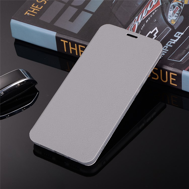 Litchi Skin Leather Stand Phone Shell with Card Slot for Huawei P20 - Grey-11