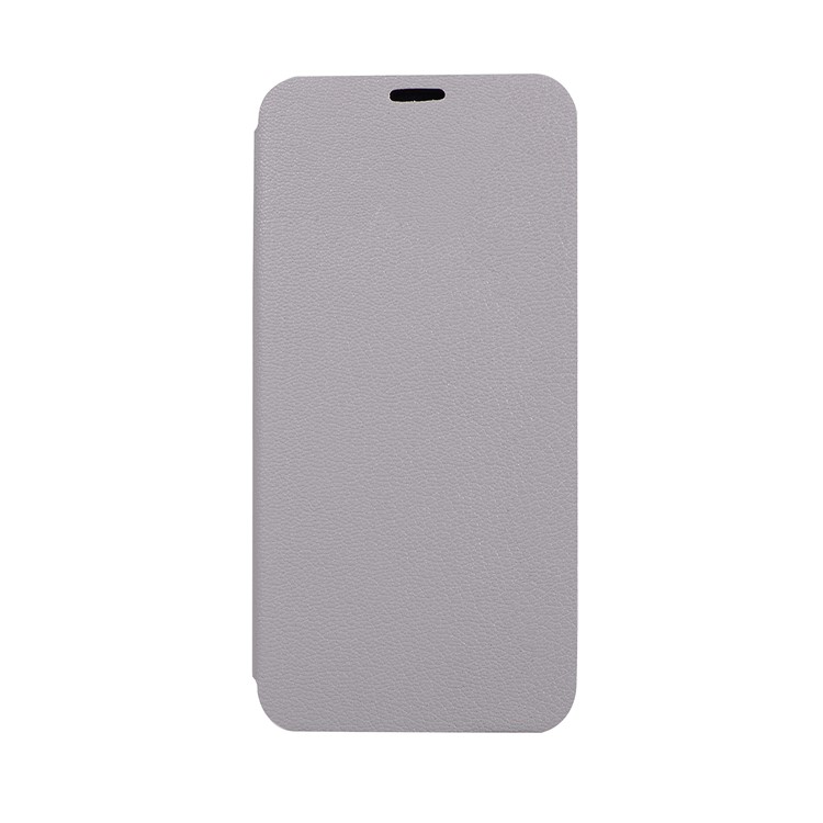 Litchi Skin Leather Stand Phone Shell with Card Slot for Huawei P20 - Grey-4