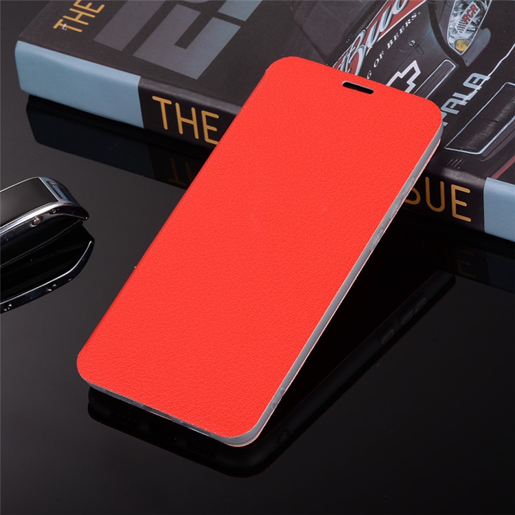 Litchi Skin Leather Stand Phone Cover with Card Slot for Huawei P20 - Red-11