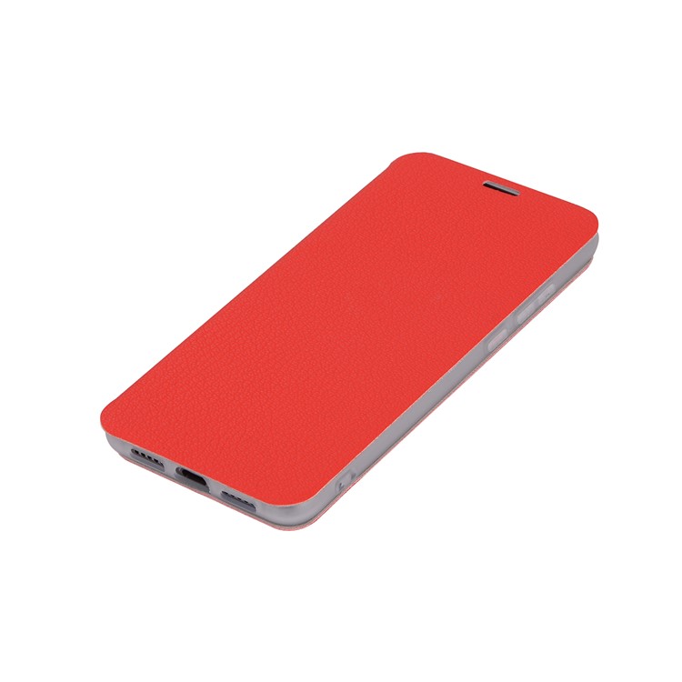 Litchi Skin Leather Stand Phone Cover with Card Slot for Huawei P20 - Red-7
