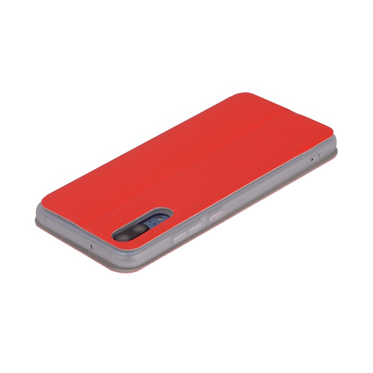 Litchi Skin Leather Stand Phone Cover with Card Slot for Huawei P20 - Red-9