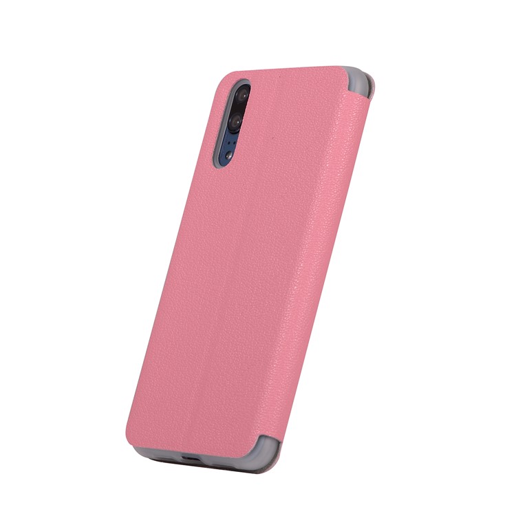 Litchi Skin Leather Stand Phone Case Shell with Card Slot for Huawei P20 - Rose-3