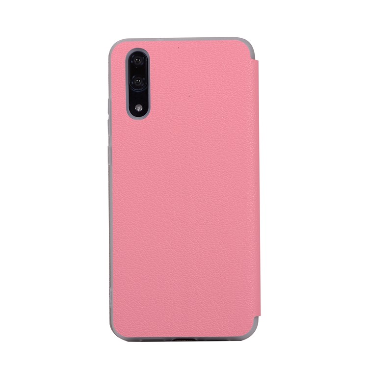 Litchi Skin Leather Stand Phone Case Shell with Card Slot for Huawei P20 - Rose-5