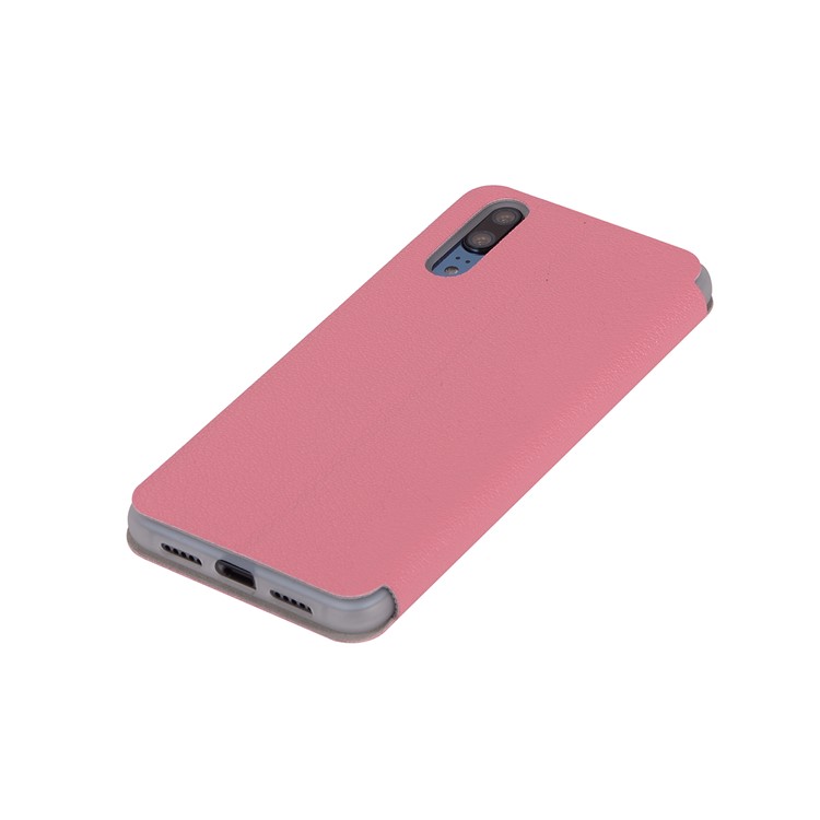 Litchi Skin Leather Stand Phone Case Shell with Card Slot for Huawei P20 - Rose-8