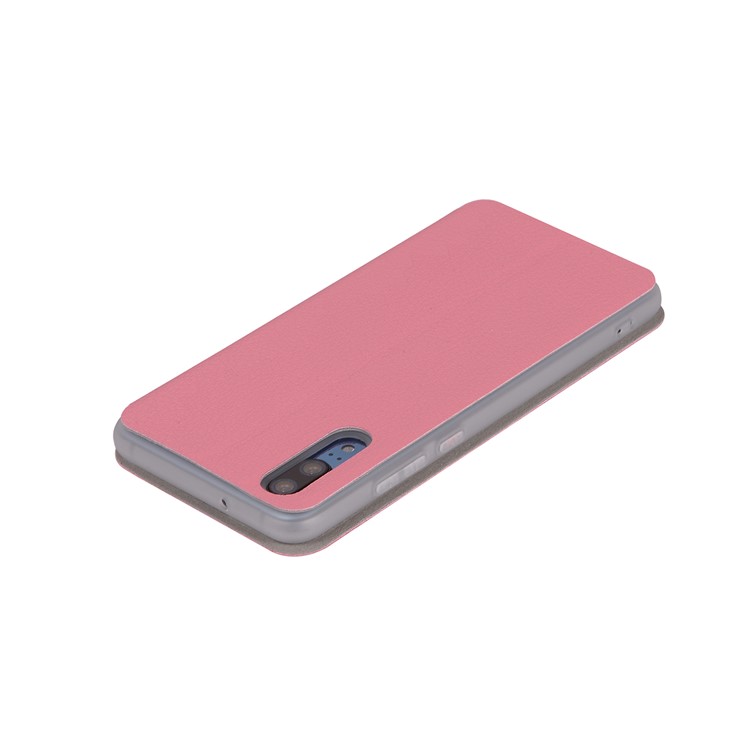 Litchi Skin Leather Stand Phone Case Shell with Card Slot for Huawei P20 - Rose-9