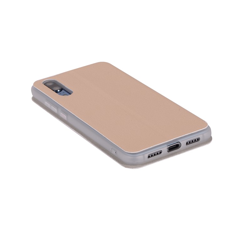 Litchi Skin Leather Stand Phone Casing with Card Slot for Huawei P20 - Gold-10