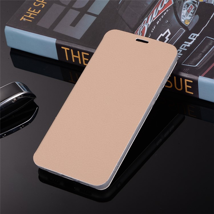 Litchi Skin Leather Stand Phone Casing with Card Slot for Huawei P20 - Gold-11