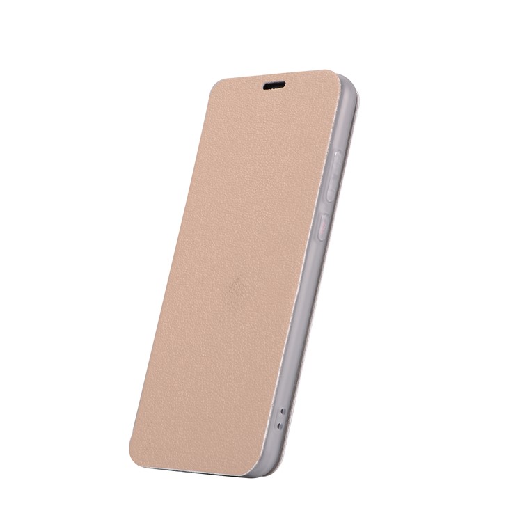 Litchi Skin Leather Stand Phone Casing with Card Slot for Huawei P20 - Gold-2
