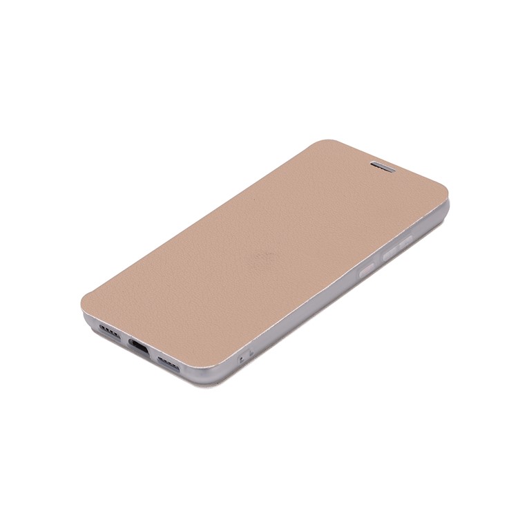 Litchi Skin Leather Stand Phone Casing with Card Slot for Huawei P20 - Gold-7