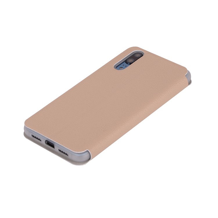 Litchi Skin Leather Stand Phone Casing with Card Slot for Huawei P20 - Gold-8