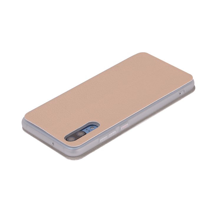 Litchi Skin Leather Stand Phone Casing with Card Slot for Huawei P20 - Gold-9
