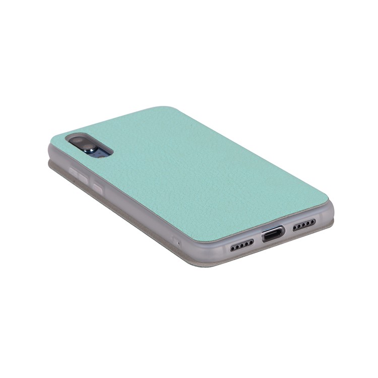Litchi Skin Leather Stand Phone Protection Shell with Card Slot for Huawei P20 - Cyan-10