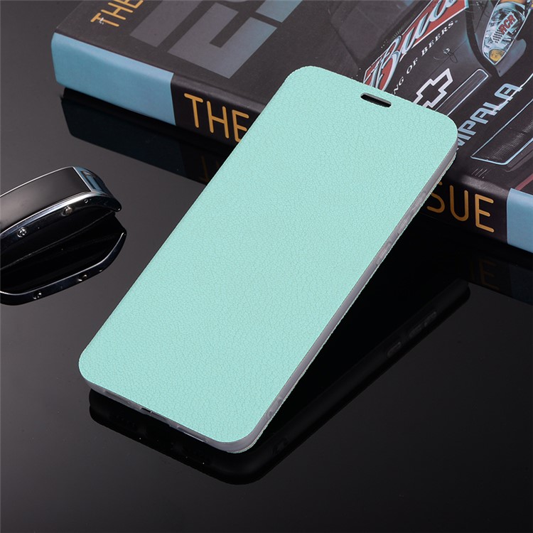 Litchi Skin Leather Stand Phone Protection Shell with Card Slot for Huawei P20 - Cyan-11