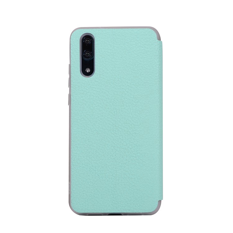 Litchi Skin Leather Stand Phone Protection Shell with Card Slot for Huawei P20 - Cyan-5