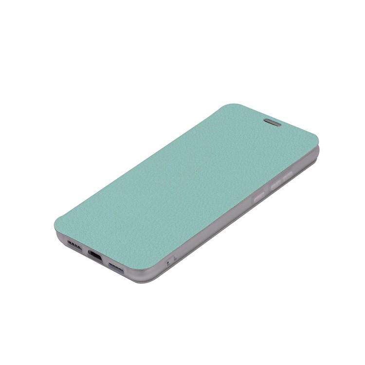 Litchi Skin Leather Stand Phone Protection Shell with Card Slot for Huawei P20 - Cyan-7