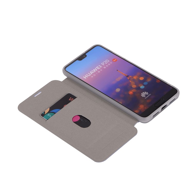 Litchi Skin Leather Stand Phone Accessory Cover with Card Slot for Huawei P20 - Blue-11